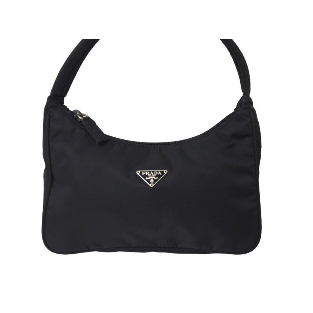 Prada Triangle Shoulder Handbag Hobo Hobo Logo Black One Bag
